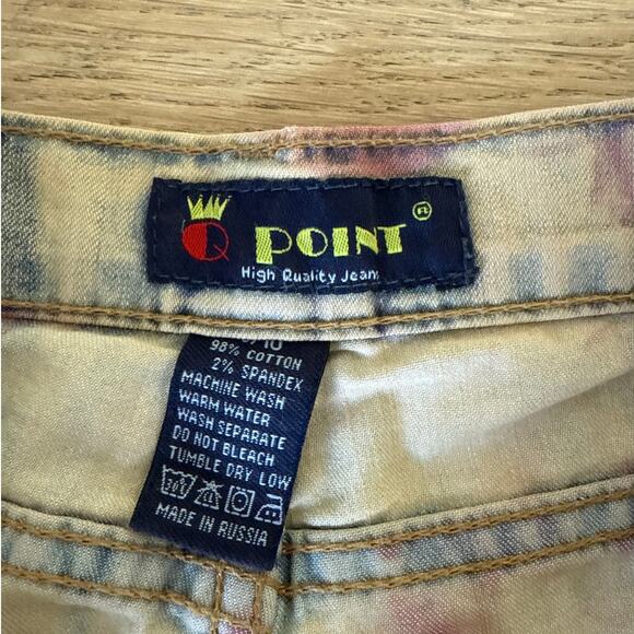 Q Point Jeans Flare Butterflies Tie Dye Size 10 Yellow Pink Blue - Picture 4 of 5